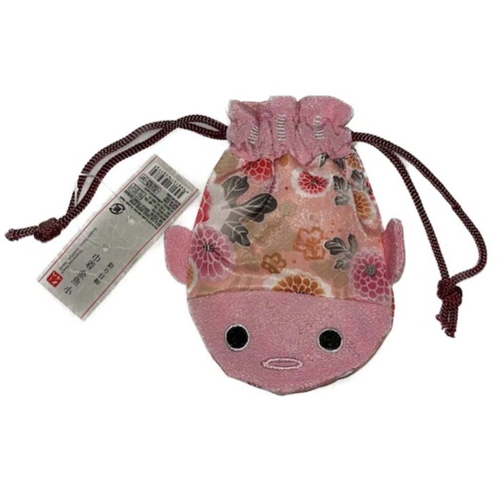 Daiso Japanese Pink Floral Drawstring Pouch